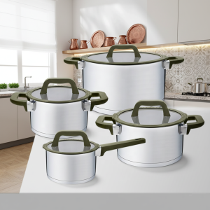 ست قابلمه و ماهیتابه ۸ پارچه استیل