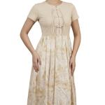 پیراهن بلند نخی با طرح اسلیمی صورتی