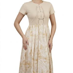 پیراهن بلند نخی با طرح اسلیمی صورتی