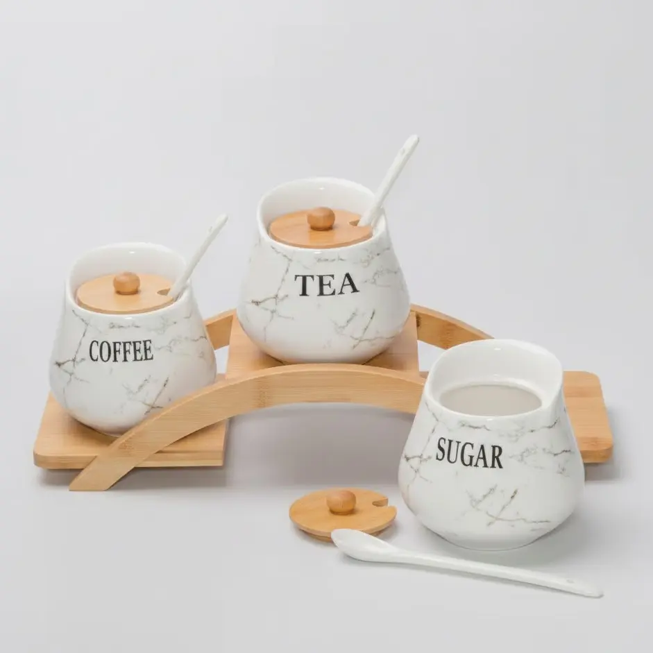 ست چای و بوره سرامیکی طرح ماربل