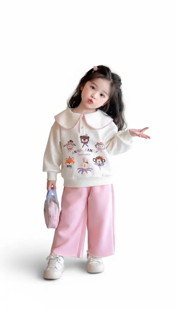 ست بلوز و پتلون دخترانه مدل دنیای حیوانات