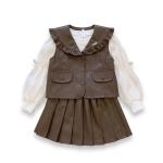 ست سه تکه چرمی جلیقه و دامن مدل لوکس پرنسس