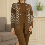 ست سه‌تکه بافت طرح‌دار کلاسیک