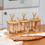 د مصالحو ایښودلو ۳ تایی شیشه‌ یي سېټ له کاچوغو سره