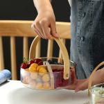 میوه‌ دانی شیشه‌ ای با دسته چوبی چرخشی