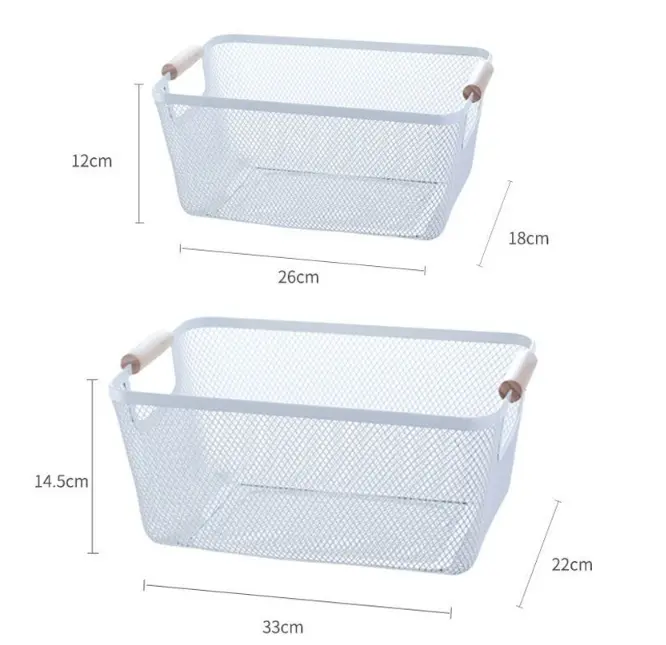 ست سه عددی سبد فلزی با دسته چوبی