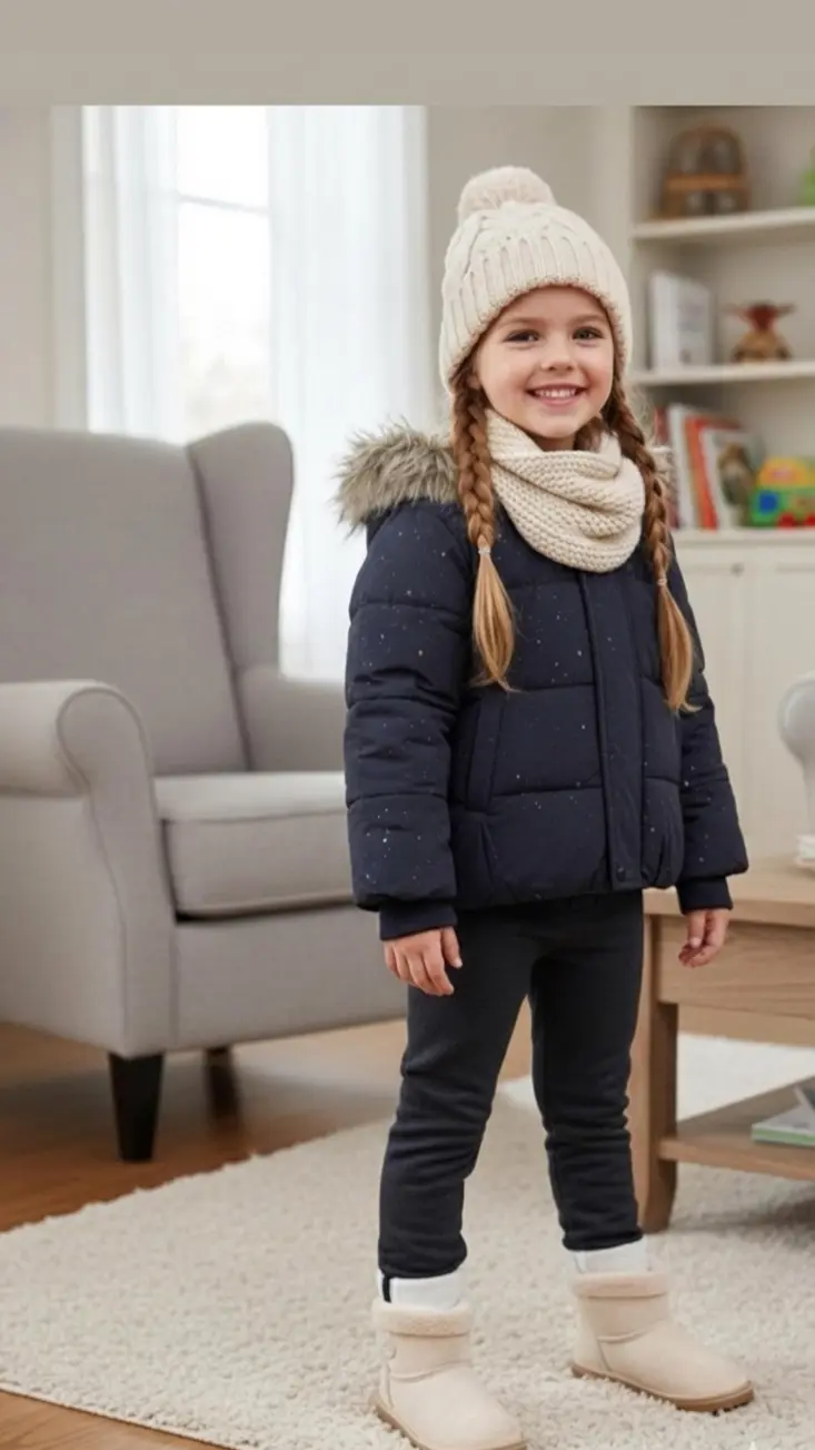 ست دو تکه کاپشن و شلوار زمستانی دخترانه