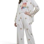 ست سه تکه یخن قاق، بلوز و شلوار نخی