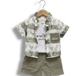 ست سه تکه تابستانی کودکانه مدل داینو