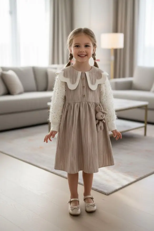 پیراهن مجلسی دخترانه طرح عیدی