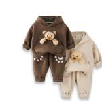 ست دو تکه نخی کلاه دار مدل تدی بغلی