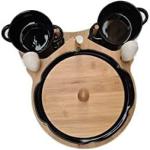 ست سوپ‌ خوری سنگی با چوکات چوبی