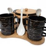 ست سوپ‌ خوری سنگی با چوکات چوبی