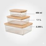 ست ظروف شیشه‌ ای با درپوش چوبی