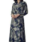 پیراهن بلند نخی با طرح برگ های استوایی