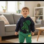 ست دو تکه هودی کلاهدار و پتلون طرح خرس