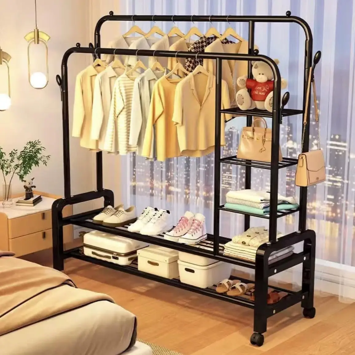 استند لباس فلزی چرخ دار