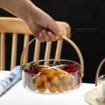 میوه‌ دانی شیشه‌ ای با دسته چوبی چرخشی