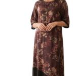 پیراهن نخی گلدار با حاشیه حریر