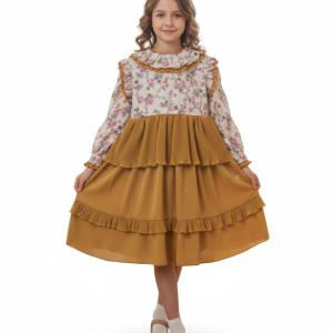 پیراهن خزانی دخترانه مدل گل‌ دار