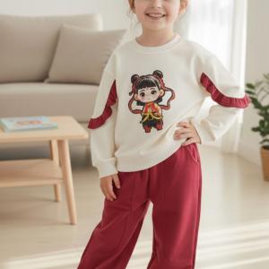 ست بلوز و پتلون دخترانه طرح عروسکی