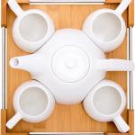 ست چاینک و گیلاس سرامیکی با سینی چوبی