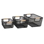 سِت سبد فلزی با دسته چوبی