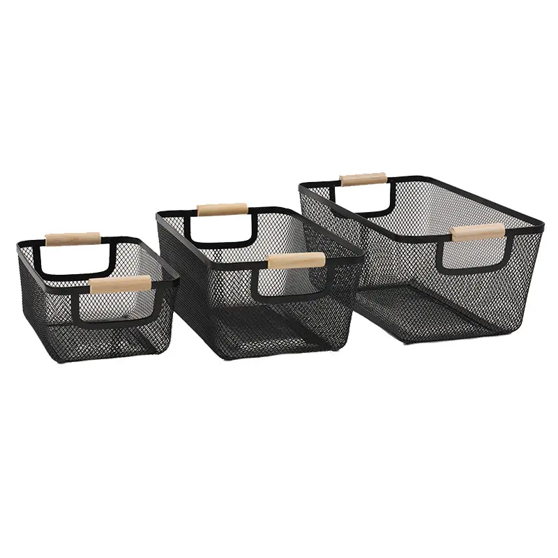 سِت سبد فلزی با دسته چوبی