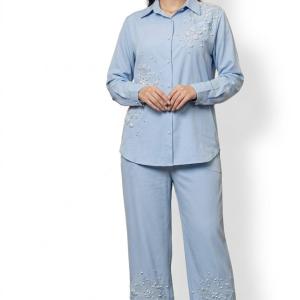 ست یخن‌ قاق و شلوار مروارید دوزی