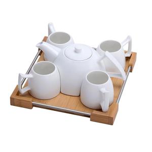 ست چاینک و گیلاس سرامیکی با سینی چوبی