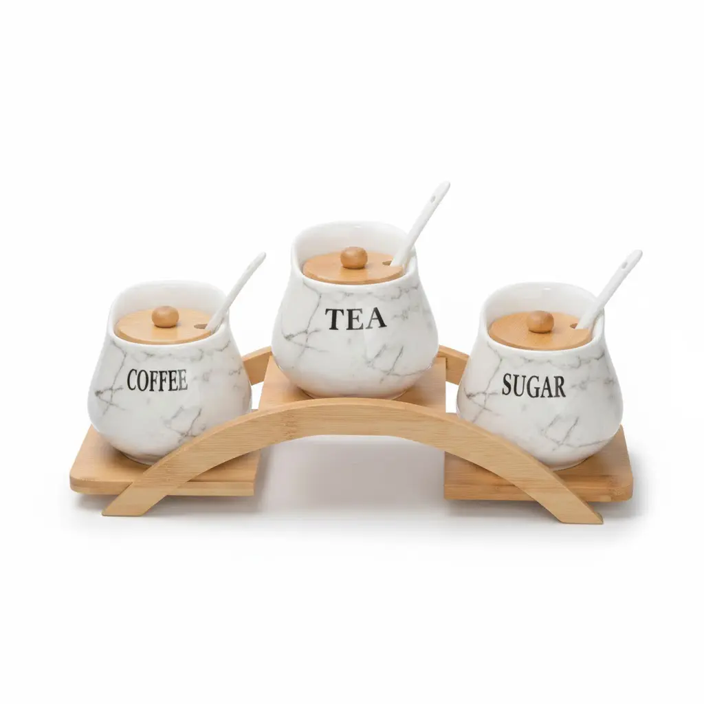 ست چای و بوره سرامیکی طرح ماربل