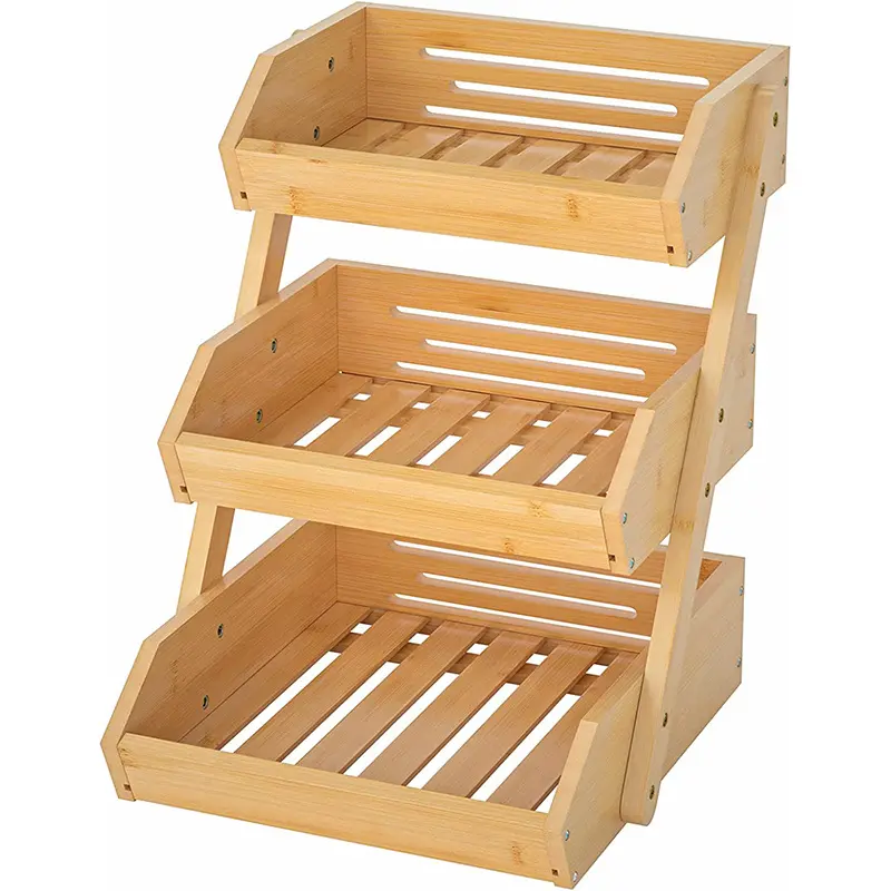 جای میوه و مواد غذایی ۳ طبقه چوبی