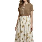 پیراهن ماکسی نخی با طرح گیاهی