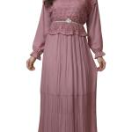 پیراهن ماکسی پلیسه با جزییات گیپور