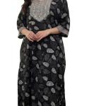 پیراهن نخی با طرح برگ‌های زینتی