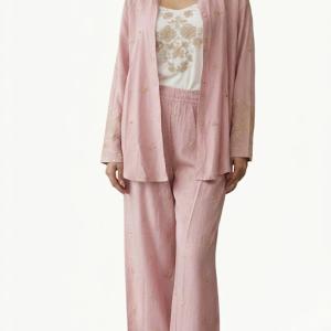 ست سه تکه یخن قاق، بلوز و شلوار نخی