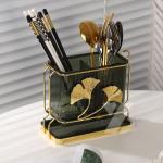 Glass Cutlery Holder with Metal Frame