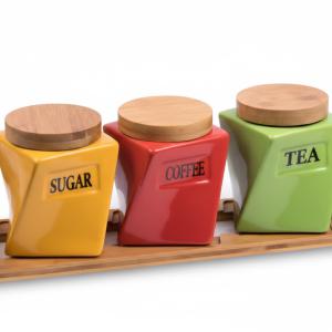 ست چای و بوره سرامیکی رنگی