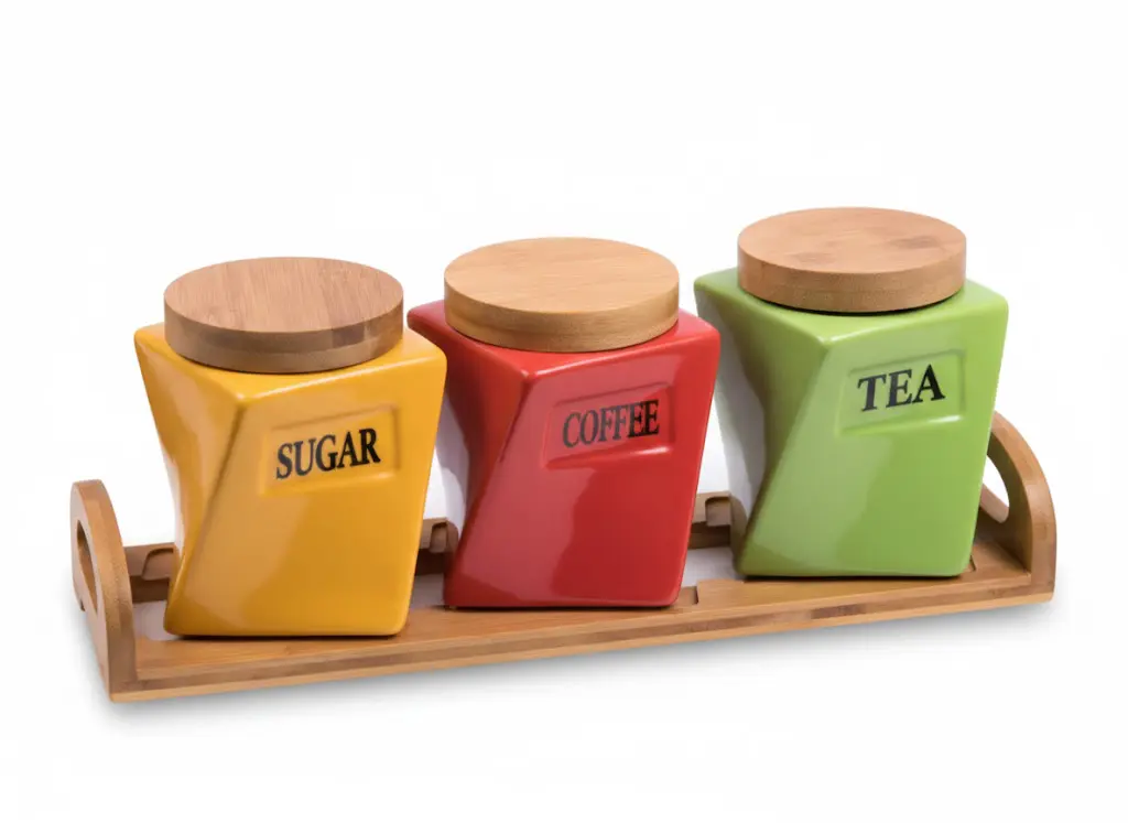 ست چای و بوره سرامیکی رنگی