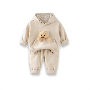 ست دو تکه نخی کلاه دار مدل تدی بغلی