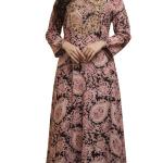 پیراهن نخی گلدار با حاشیه دالبر