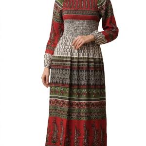 پیراهن نخی مدل سنتی طرح انار