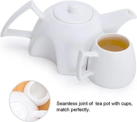 ست چاینک و گیلاس سرامیکی با سینی چوبی