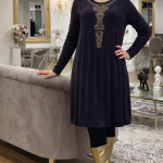 پیراهن بافت یقه گلدوزی