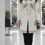 پالتوی لوکس طرح‌دار با یقه خز طبیعی