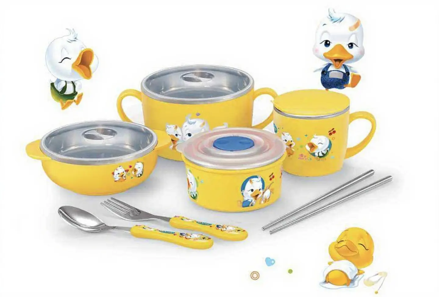 ست غذا خوری ۷ تکه اطفال مدل هپی داک