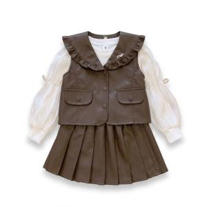 ست سه تکه چرمی جلیقه و دامن مدل لوکس پرنسس