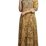 پیراهن نخی گلدار با گلدوزی سنتی