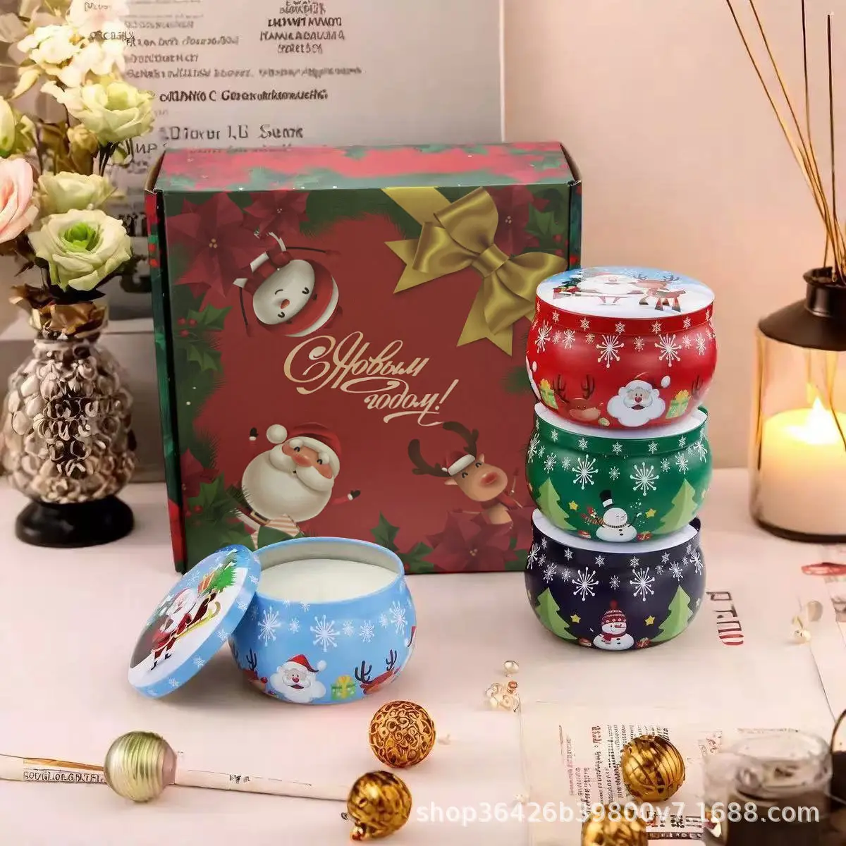 ست شمع معطر با قوطیهای طرح دار