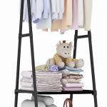 رخت‌ آویز فلزی چرخدار و طبقه‌ دار